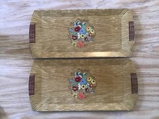 HASKO Trays Lot of 2 LITHOGRAPHS Paper Floral Print 