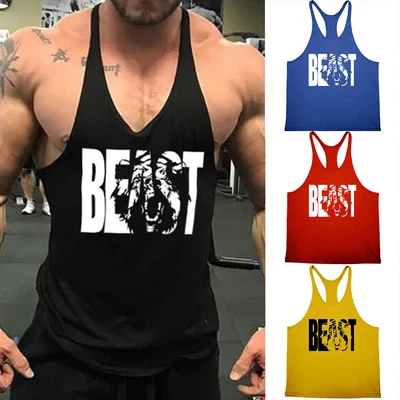 Herren Tanktop Muskelshirt Achselshirt Fitness Motiv Aufdruck Unterhemds T-Shirt - Bild 1 von 4