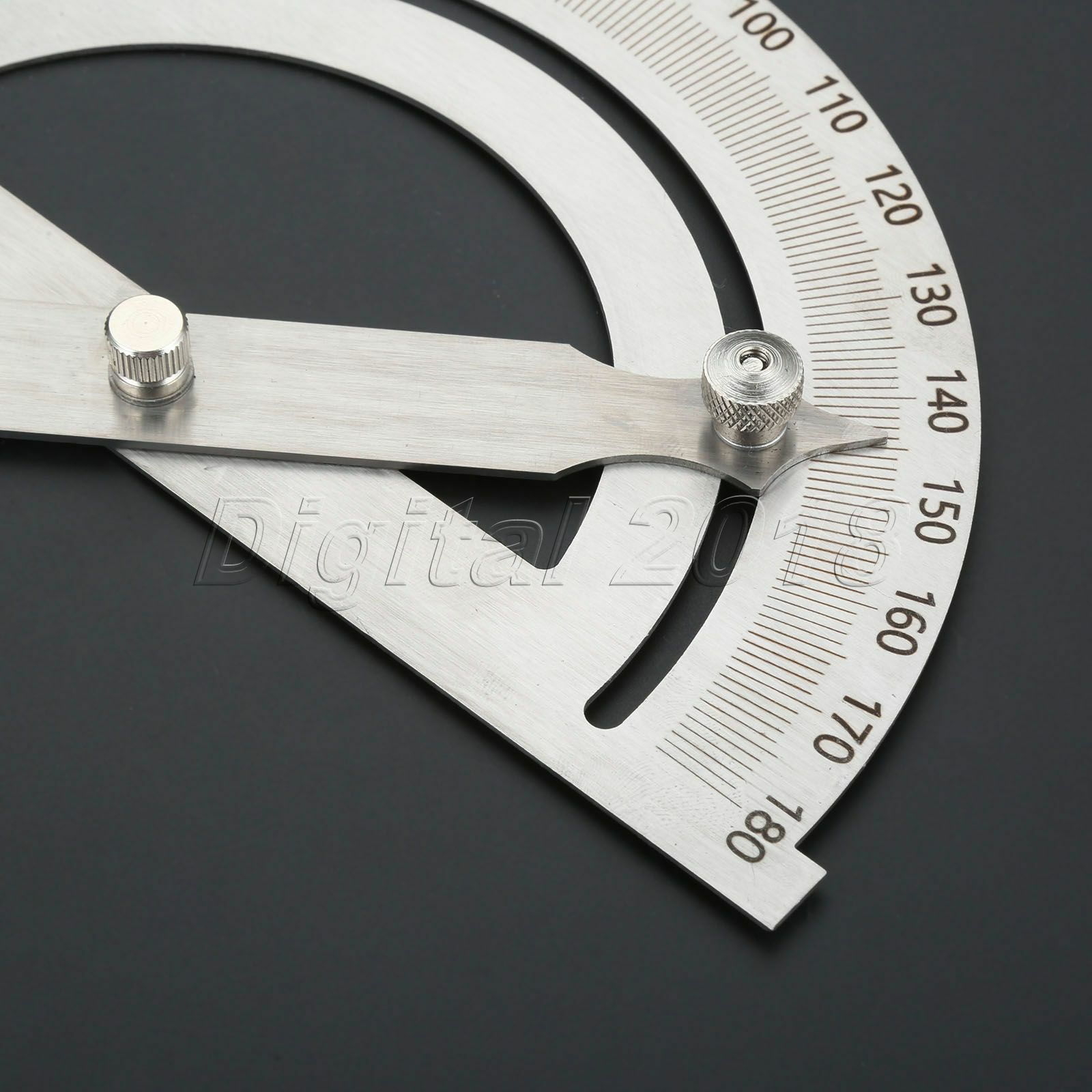 Angle Ruler Round Head Stainless Steel Protractor 180 degree Rotary Round Head Hollow Angle ...