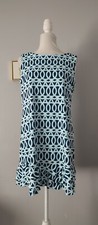 Anthony's UPF50 Dress Lattice Ruffles Geometric Blue Nylon Spandex Sleeveless