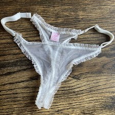VINTAGE Fifi Chachnil adjustable thong white mesh bridal Made in France T2 US Lg