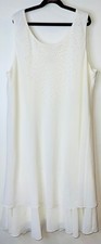 White Sleeveless Layered Chiffon Dress Pearl-Like Accents Dress Savvy Size 18W