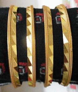 Slim 4 Pcs Bollywood 24K Gold Plated Sleek Premium Indian Bangle Bracelet Set