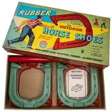 Auburn Toys 1952 Rubber Outdoor Horse Shoe Set No. 702 Unused in Original Box