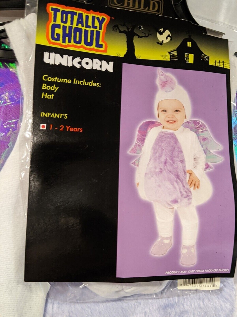 Totally Ghoul Infant Unicorn Halloween Costume Body Hat Size 1-2 Years