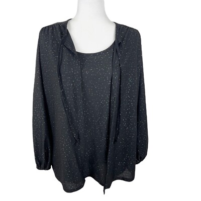 Ample Togs Cardigan Tank Top Set Women Extra Large Black Sparkly Shiny 2 Piece