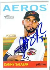 Danny Salazar autographed baseball card 2013 Topps Heritage Minors #72 Rookie