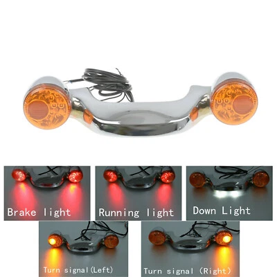Chrome LED Barre de feu arrière Bullet Clignotant feux de stop Pour Harley FLHX - Photo 1/4