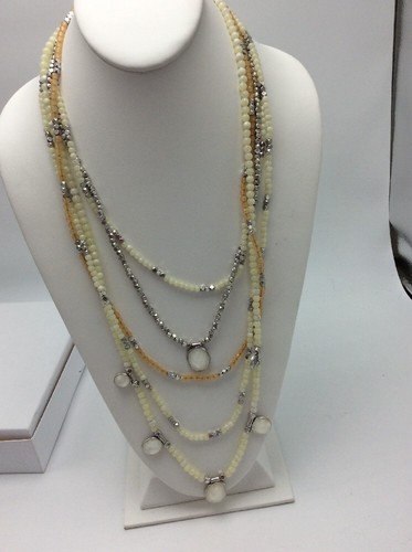 $49.50 Lucky Brand Multi Layered Beaded Stone Necklace 369a - Picture 6 of 6