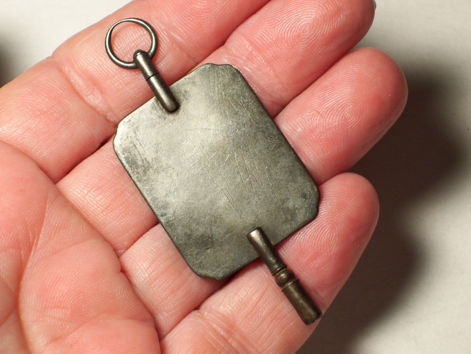 VERY OLD LARGE ANTIQUE STERLING SILVER POCKET WATCH KEY FOB Civil War