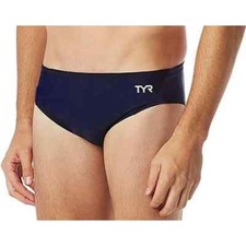 TYR Men's Solid Black Durafast Elite Drawstring Racer Swimwear Briefs, Size 30