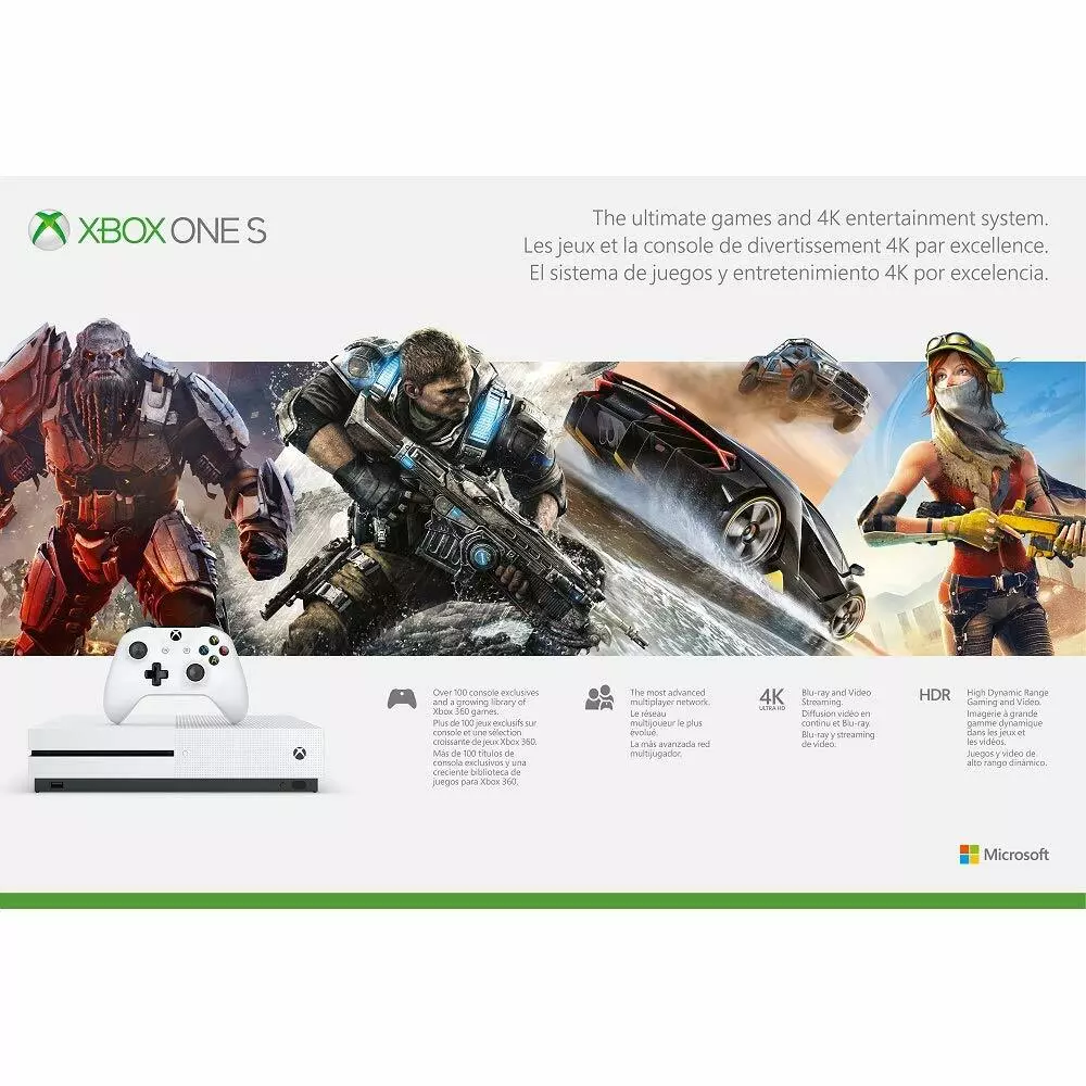 Xbox One S Microsoft 1TB 4K Ultra HD HDR 1 Jogo 1 Mes de Xbox