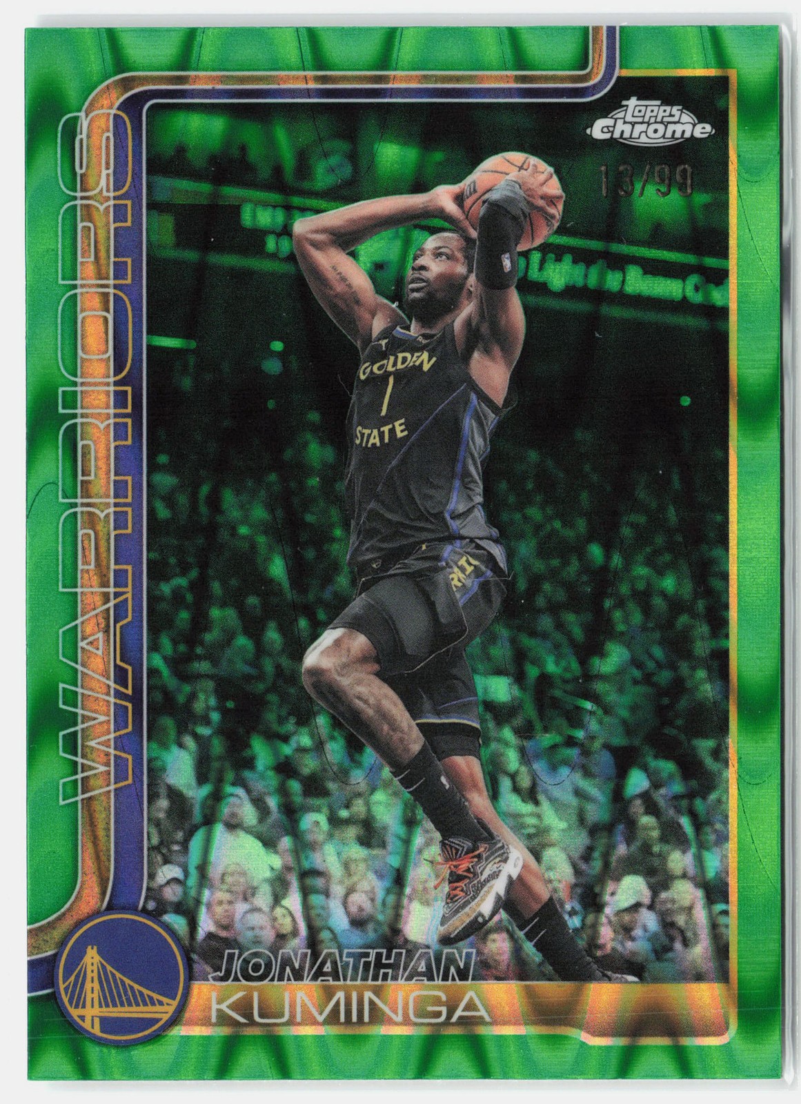 2025-26 Topps Chrome Update #98 Jonathan Kuminga Green RayWave Refractor #/99