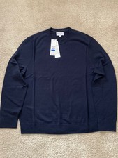 Men's Calvin Klein 100 Italian Merino Wool Crew Neck Sweater XL Dark Blue NWT