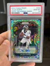 2020 Panini Prizm Auto No Huddle Prizm Jalen Hurts PSA 10 Gem Mint #343
