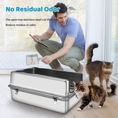 Extra Large Stainless Steel Cat Litter Box, 28