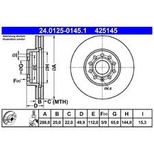 2x ATE Scheibenbremse vorne 2631430 VWN3CA1125AA 1K0615301T JZW615301J 26057665