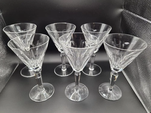 Six (6) Waterford Crystal  Sheila Pattern  6 1/2" Wine Glasses Goblets Vintage