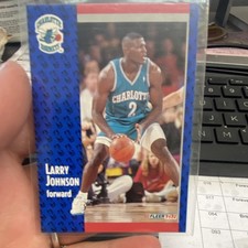 Fleer 1991-92 Rookie Larry Johnson #255 Charlotte Hornets Basketball Card. rookie card picture