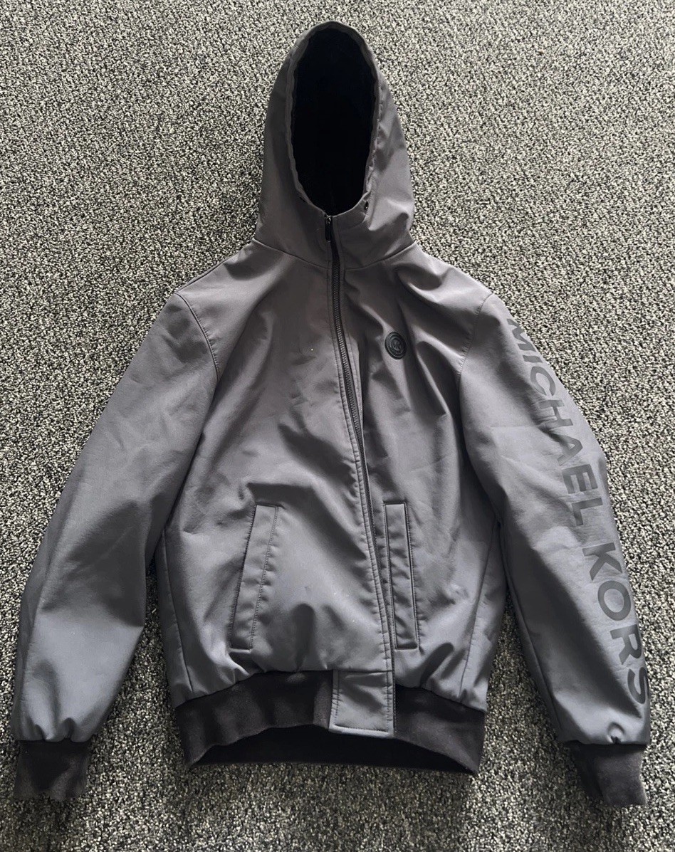 Michael Kors Men's Gray Hooded Full Zip Jacket Medium Active