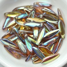 5x16mm Dagger Crystal Brown Rainbow, 25 Beads Czech Glass