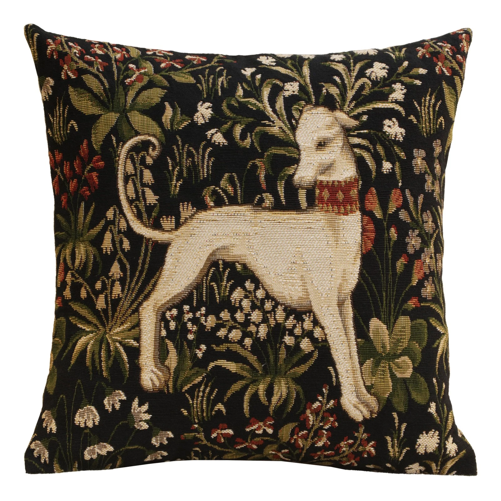 Medieval Hound Standing Design Cushion Cover, Woven in Belgium, 18x18 Inches