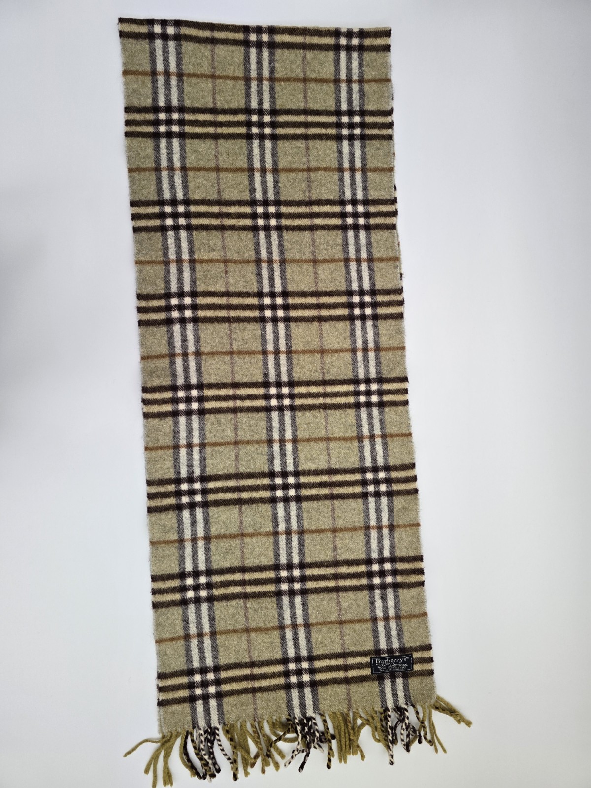 Burberry Authentic Green Lambswool Unisex Scarf Made in England