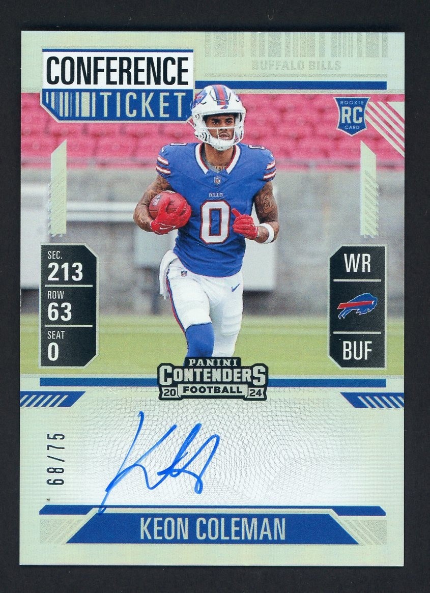 2024 Panini Contenders Conference Ticket Keon Coleman RC Rookie AUTO 68/75