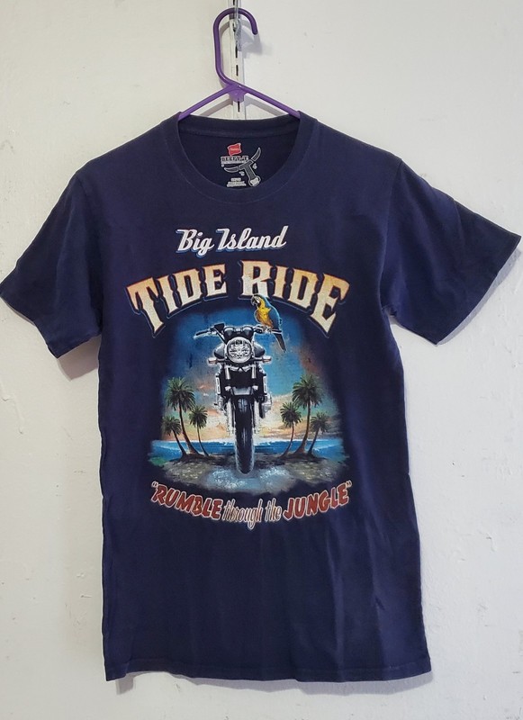 Hanes Men Bike T-shirt Blue Size Small Cotton