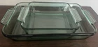 Vintage Green Anchor Hocking Casserole Glass Baking Dishes Set 2 Large & Small