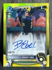 2025 Bowman Drat Chrome Brady Ebel 1st Bowman Auto Yellow Refractor Auto /75