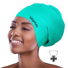 VegoVia Extra Large Long Hair Swim Cap for Braids and X-Large, Green