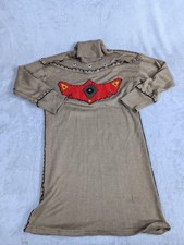 Vintage Dressy Tessy Dress Womens Medium Beige Southwest Turtleneck Sweater Knit