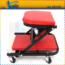 36" 2 in 1 Foldable Mechanics Z Creeper Seat Rolling Chair Garage Work Stool