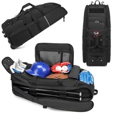 Large Catcher Gear Bag with Wheels, Large Softball Rolling Baseball Bag for 4...