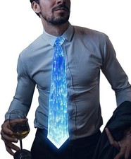 Led Light up Neck Tie, Battery Operated Glow Necktie, Rechargeable Luminous N...