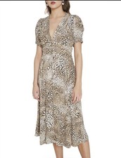 Faithfull the Brand Meadows Midi Dress in Signe Animal Print Size 4