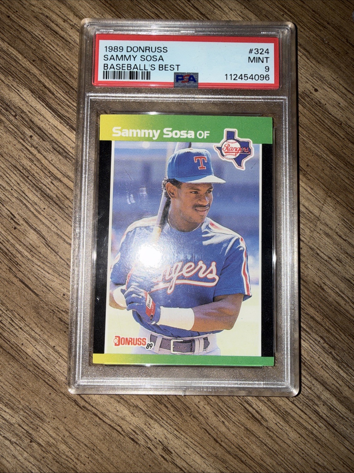 1989 Donruss Baseball's Best Sammy Sosa #324 (RC) PSA 9 Mint view 1