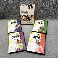 ZUMBA FITNESS~4 Disc DVD Box Set~Beginner Advanced, Power, Abs Buns Thighs Dance