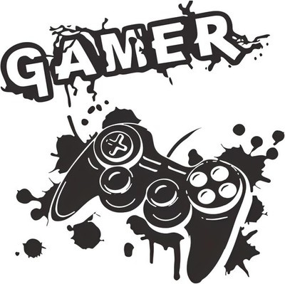  - Wandtattoo GAMER ZONE mit CONTROLLER schwarz (57x55 cm) I Gaming Wandtattoo