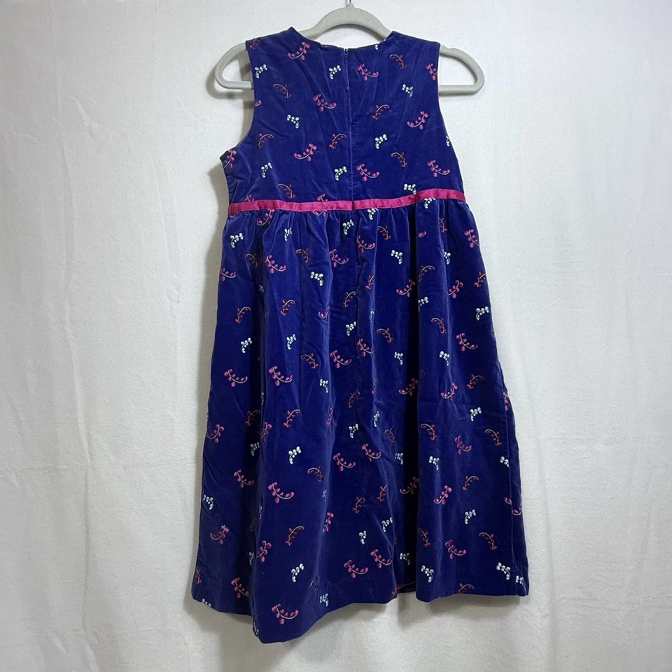 Vestido Hanna Andersson Púrpura Bordado Sin Mangas Forrado Terciopelo Niñas 150 EE. UU. 12 Foto 2 de 4