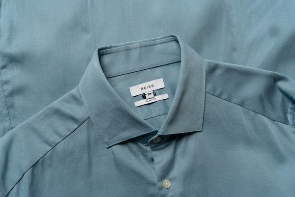 Men Reiss Shirt Navy Lyocell/Linen 38 / M / 46