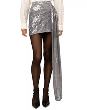 NONCHALANT LABEL Adie Sequined Side Drape Mini Skirt MSRP 391