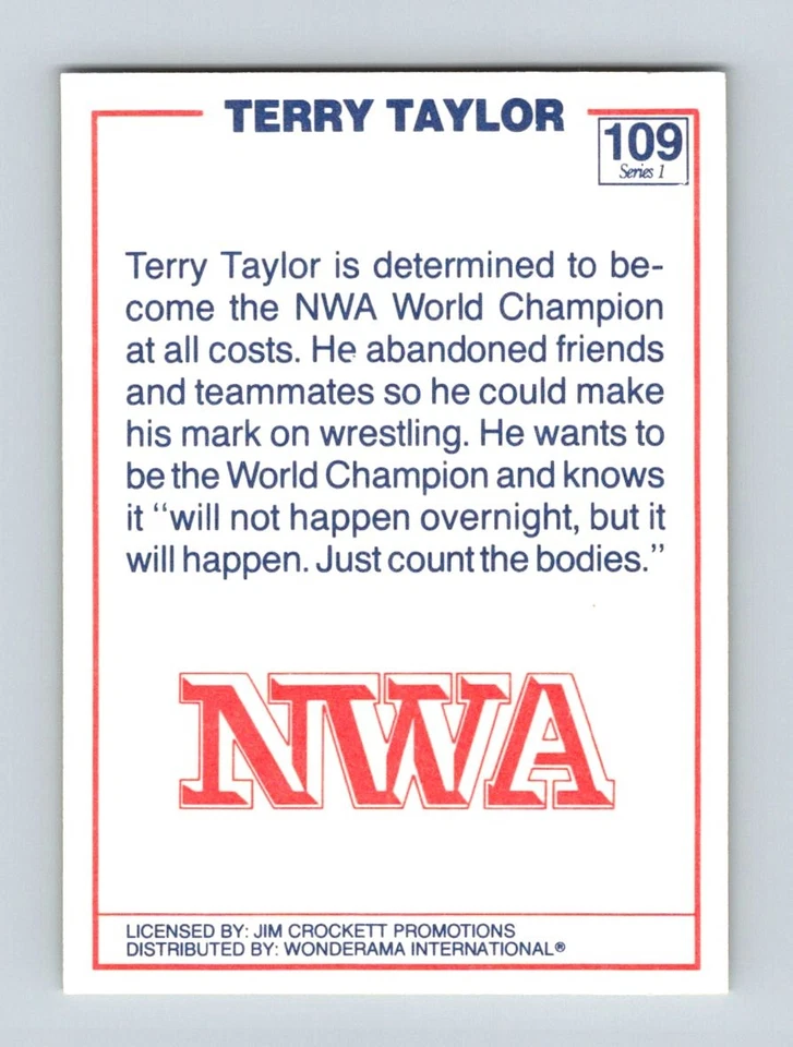 1988 Wonderama NWA #109 Terry Taylor - Image 2 of 2
