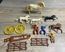 Vintage MPC Marx 1960's Cowboys Indians Plastic Horses Lot