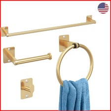 Luxury 4-Piece Gold Bathroom Hardware Set - Towel Bar Toilet Paper Holder