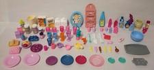 Doll Kitchen And Home Accessories Lot Of 76 Pieces - Food Plates Cups Etc
