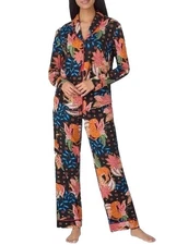 New Room Service Ladies’ Shawl Collar Pajama Set Small S Orange Tiger
