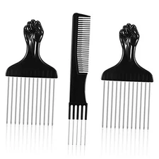 3 Pieces Hair Lift Combs with Metal Prongs for Women - Salon Teasing Back Black