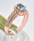 GENUINE 1.23 Cts BLUE TOPAZ &  WHITE SAPPHIRE RING 14k ROSE GOLD PLATED (.925) — photo 1
